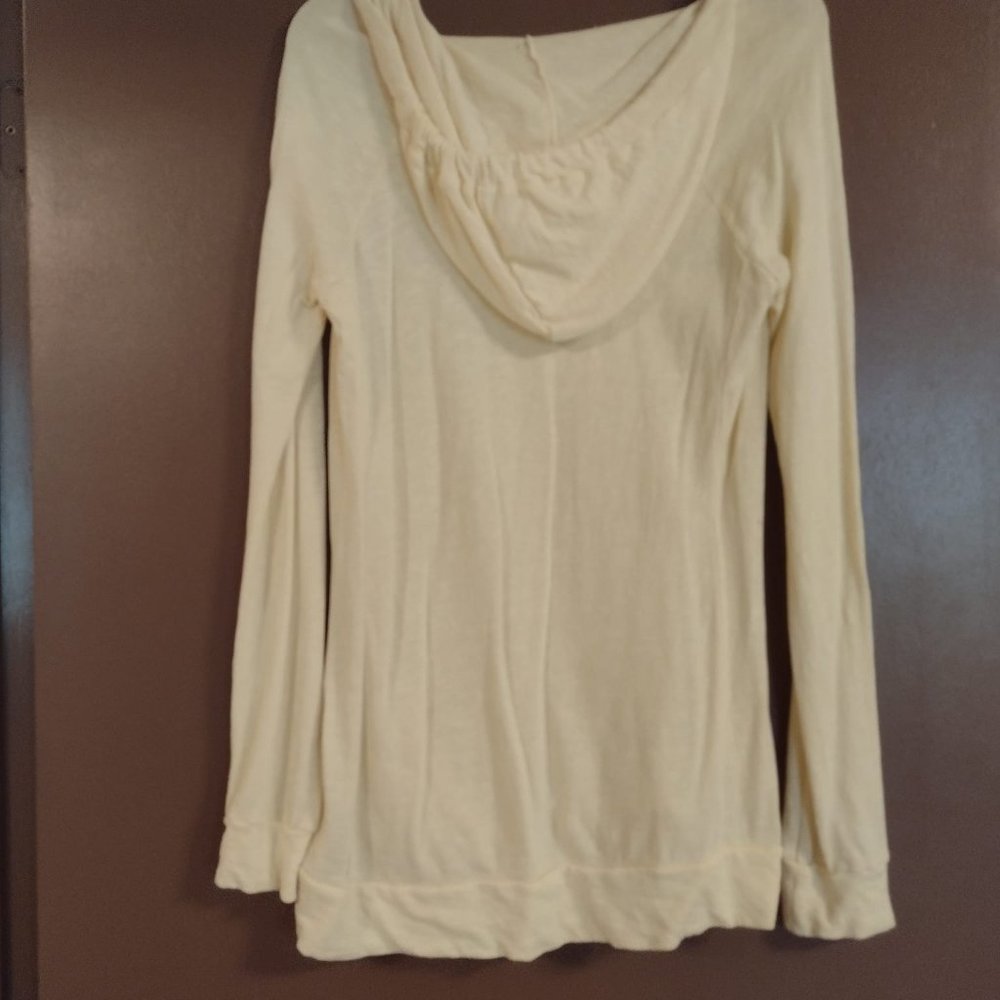 LARGE WOMENS OLD NAVY HOODED SHIRT LADIES PULL OVER HOODIE TOP YELLOW LG - Picture 4 of 5